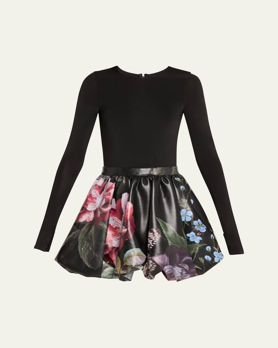 Chara Long-Sleeve Bubble Mini Dress